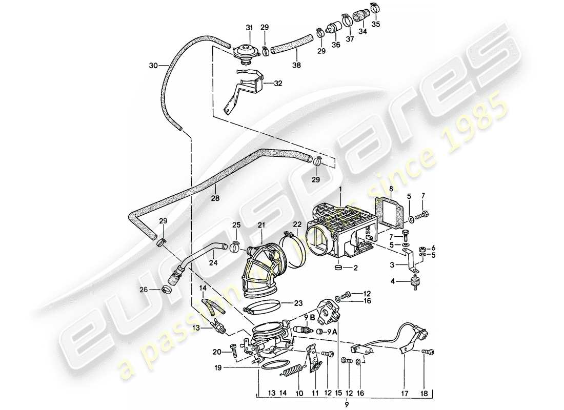 porsche 1987 (911) per - l-jetronic i diagramma delle parti