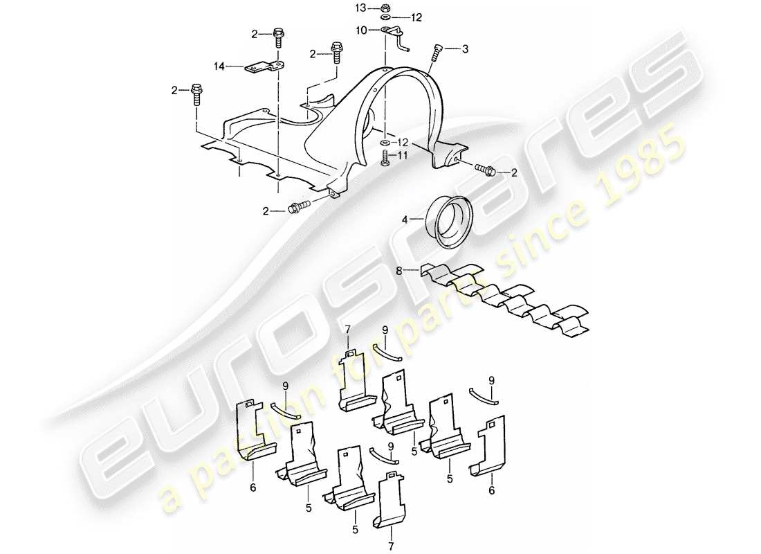 porsche 1987 (959) diagramma delle parti del condotto dell'aria