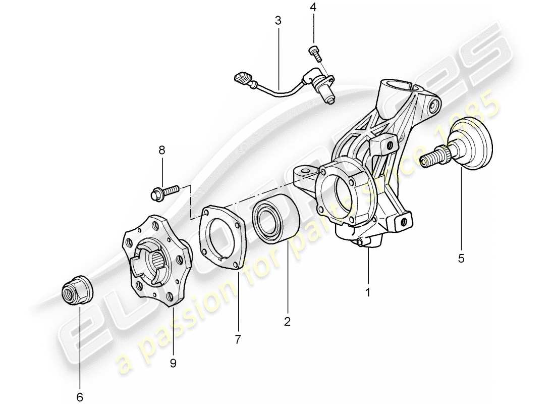 porsche 2007 (987 cayman) portaruota diagramma delle parti