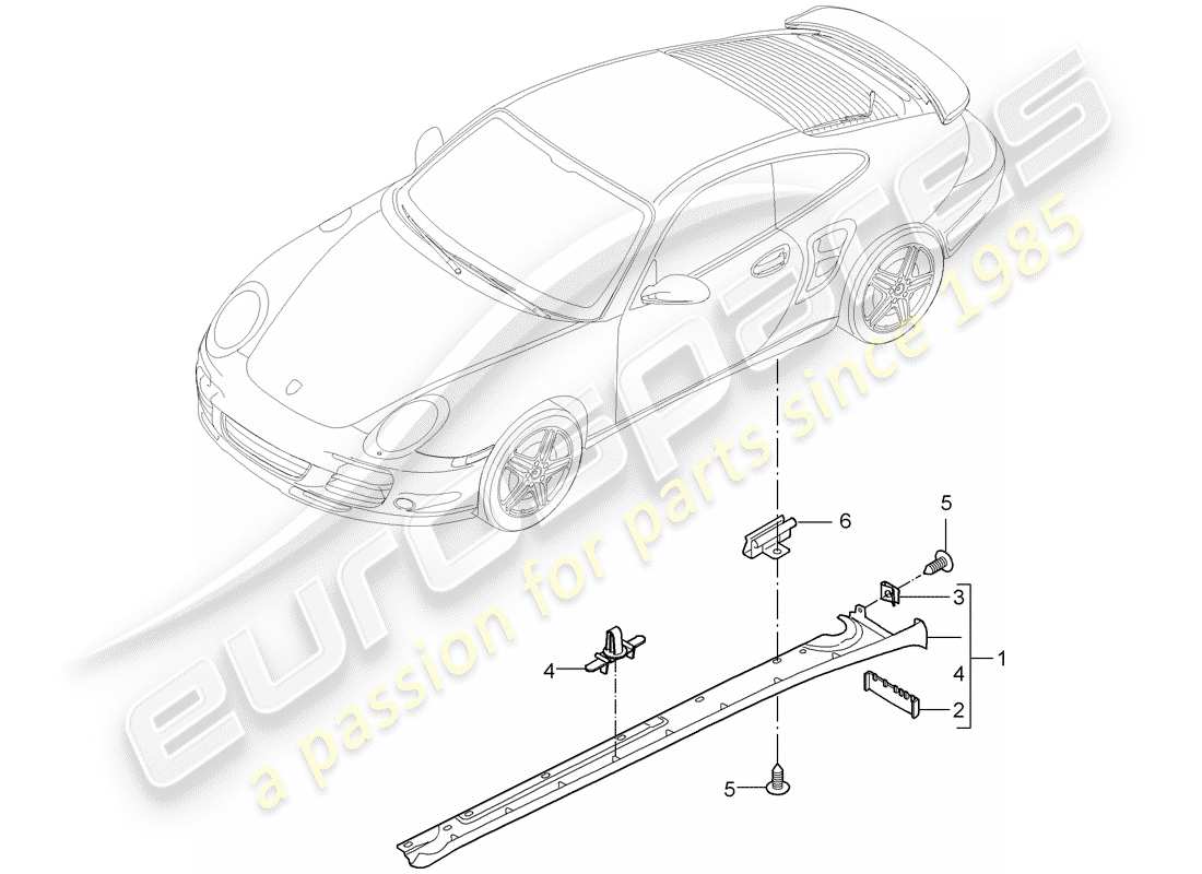 porsche 2009 997-2 turbo / gt2 rivestimento lato lato diagramma delle parti