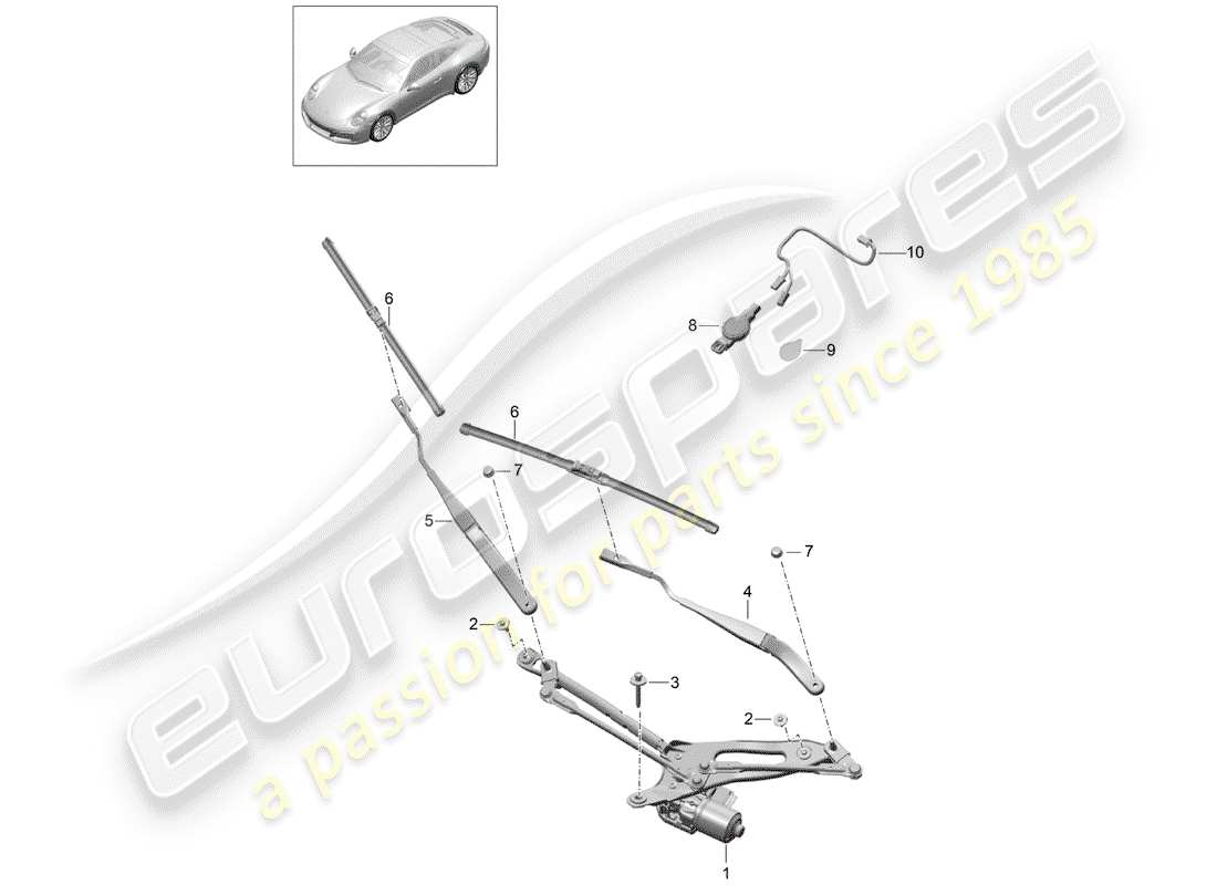 porsche 2017 (991-2) sistema tergicristallo compl. diagramma delle parti