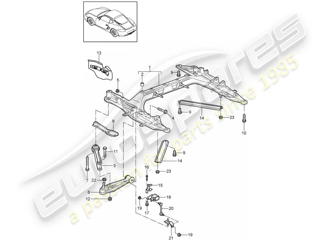 porsche 2012 (987 cayman) membro trasversale diagramma delle parti