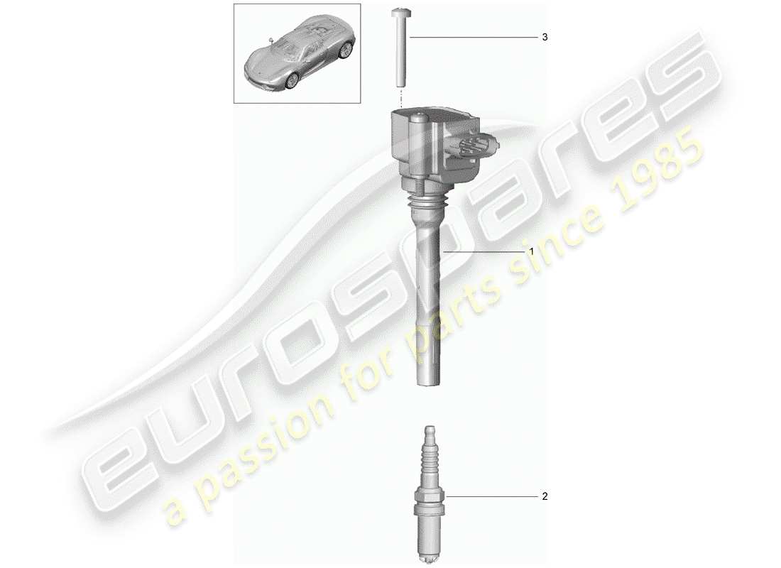 porsche 2015 (918 spyder) schema delle parti del sistema di accensione