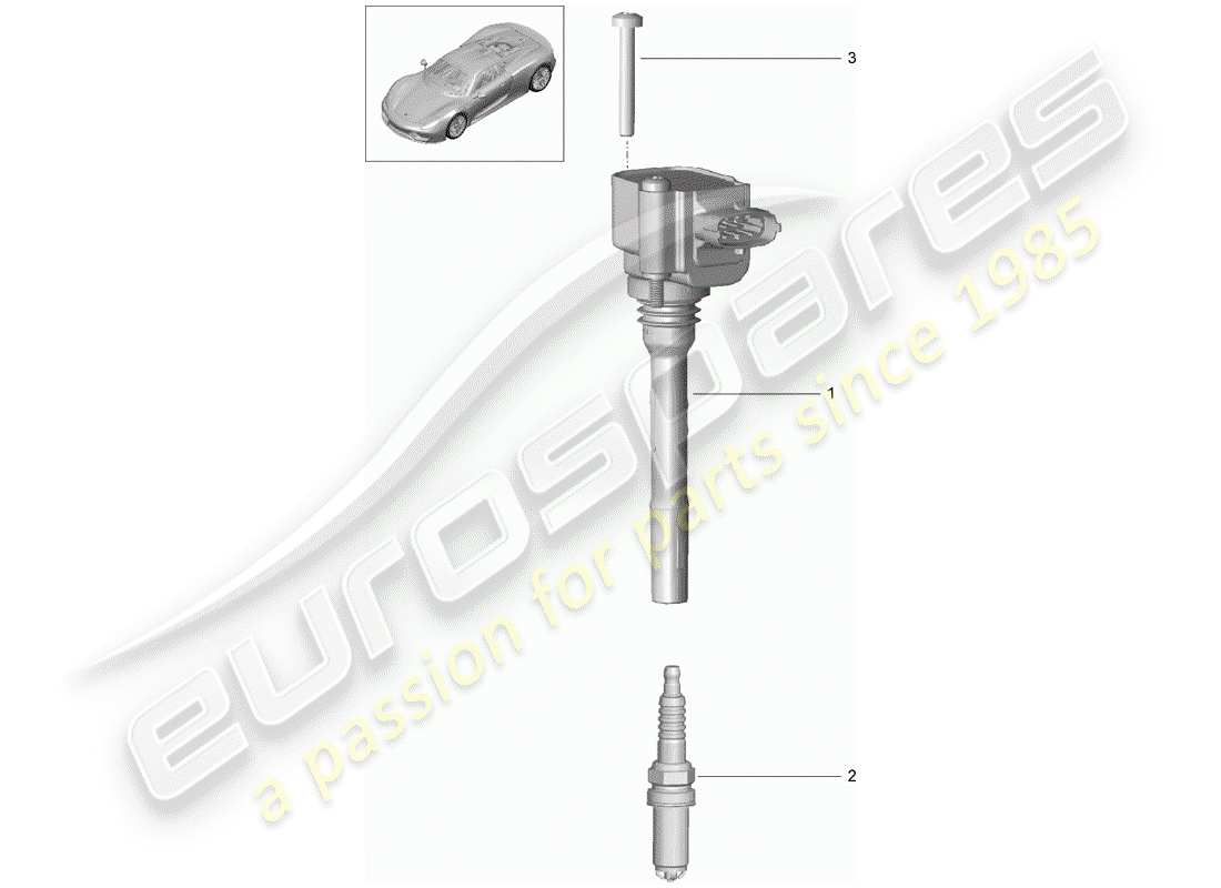 porsche 918 spyder (2015) schema delle parti del sistema di accensione