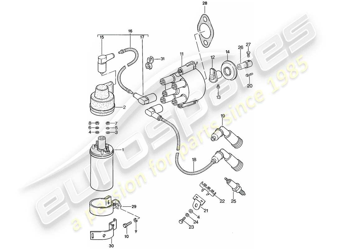 porsche 1984 (944) impianto elettrico del motore 1 diagramma delle parti