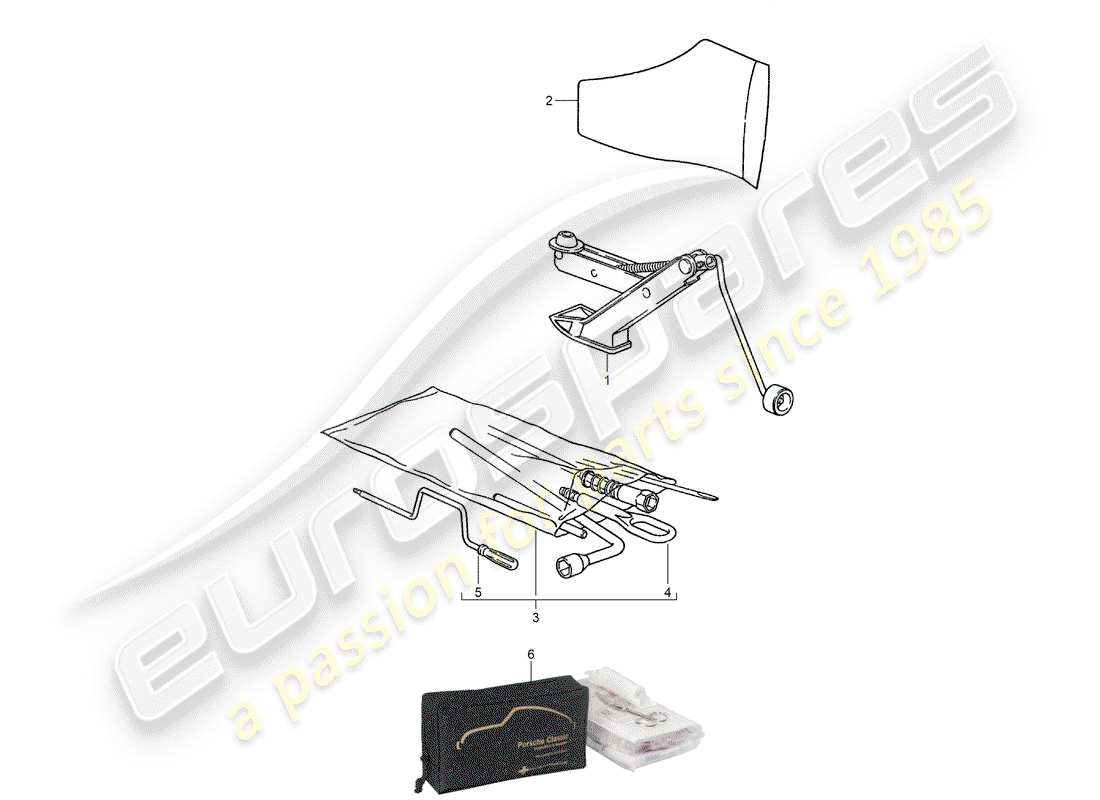 porsche 1994 (928) attrezzo - martinetto - kit di pronto soccorso diagramma delle parti