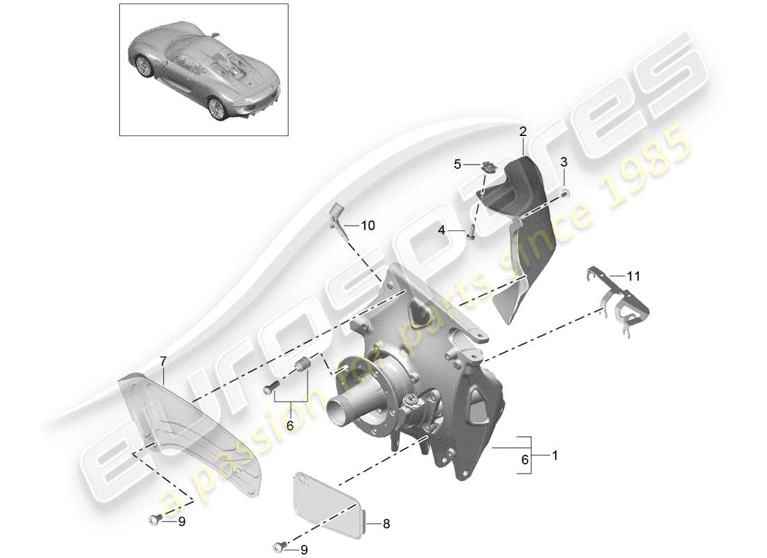 porsche 2015 (918 spyder) schema delle parti assale posteriore