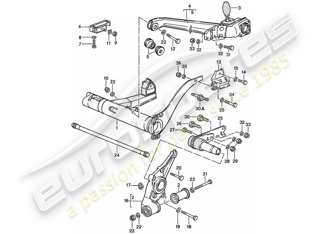 porsche 1984 (944) supporto asse posteriore - braccio trascinante diagramma delle parti