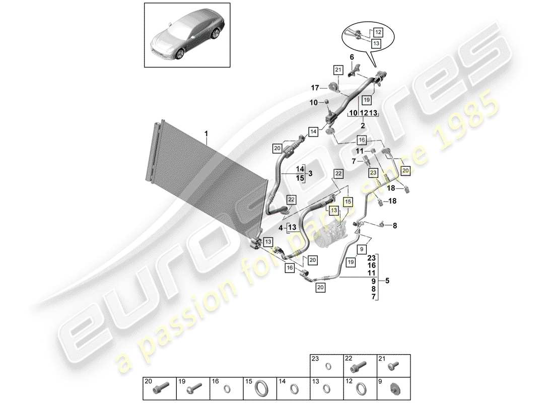 porsche 2017 (panamera 971-1) schema delle parti del circuito frigorifero