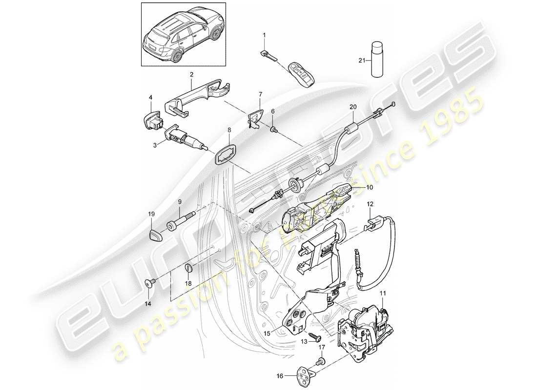 porsche 2017 (cayenne e2 92a) maniglia diagramma delle parti
