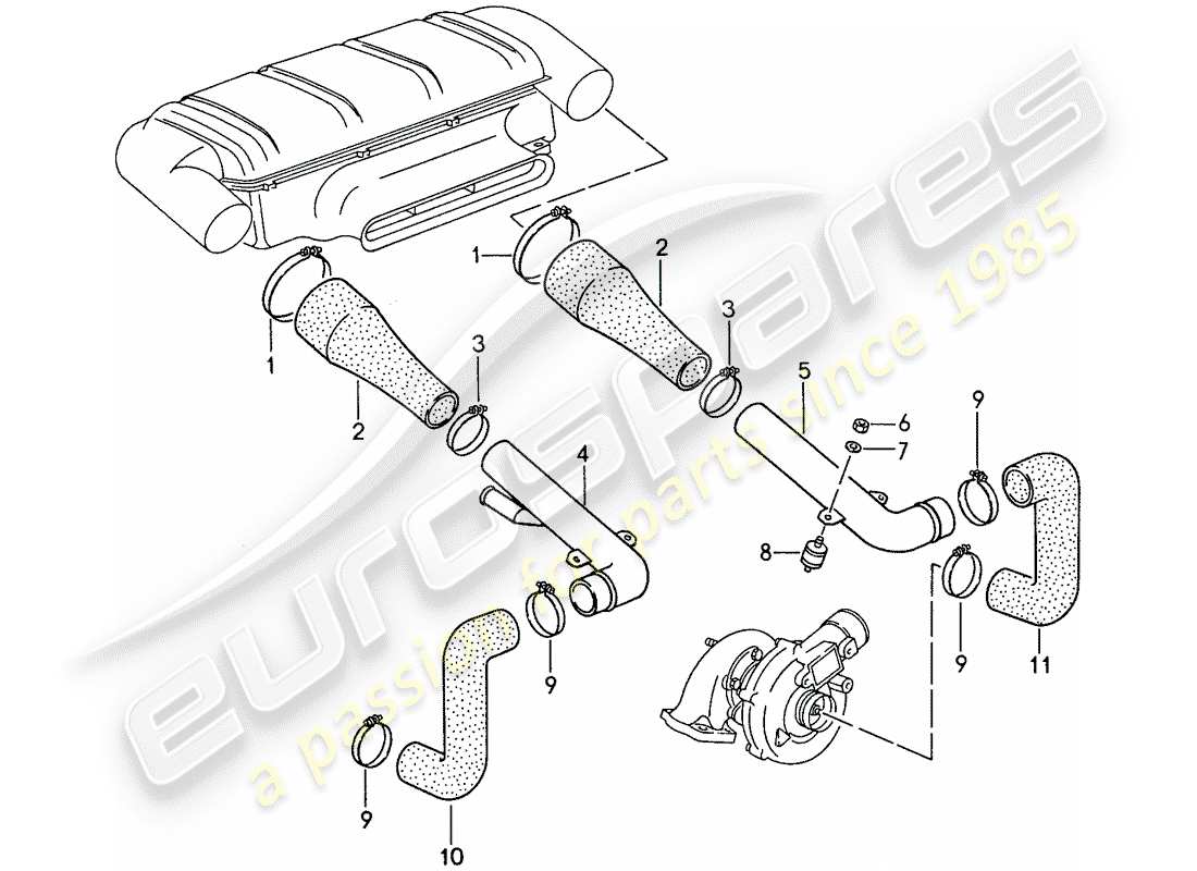 porsche 1987 (959) sistema di aspirazione 2 diagramma delle parti