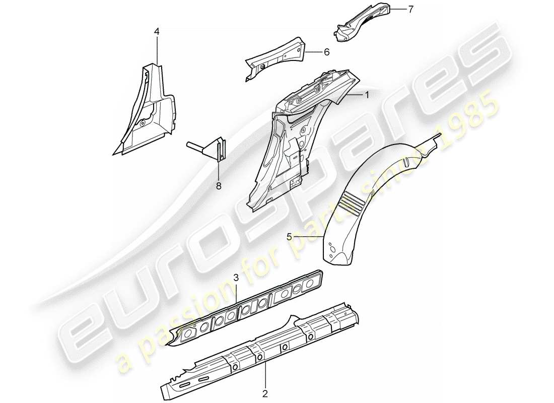 porsche 2009 997-2 turbo / gt2 pannello laterale diagramma delle parti