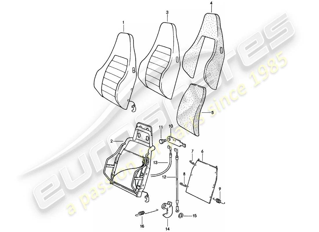 porsche 1983 (911) sedile sportivo - schienale - parti singole - d >> - mj 1980 schema delle parti