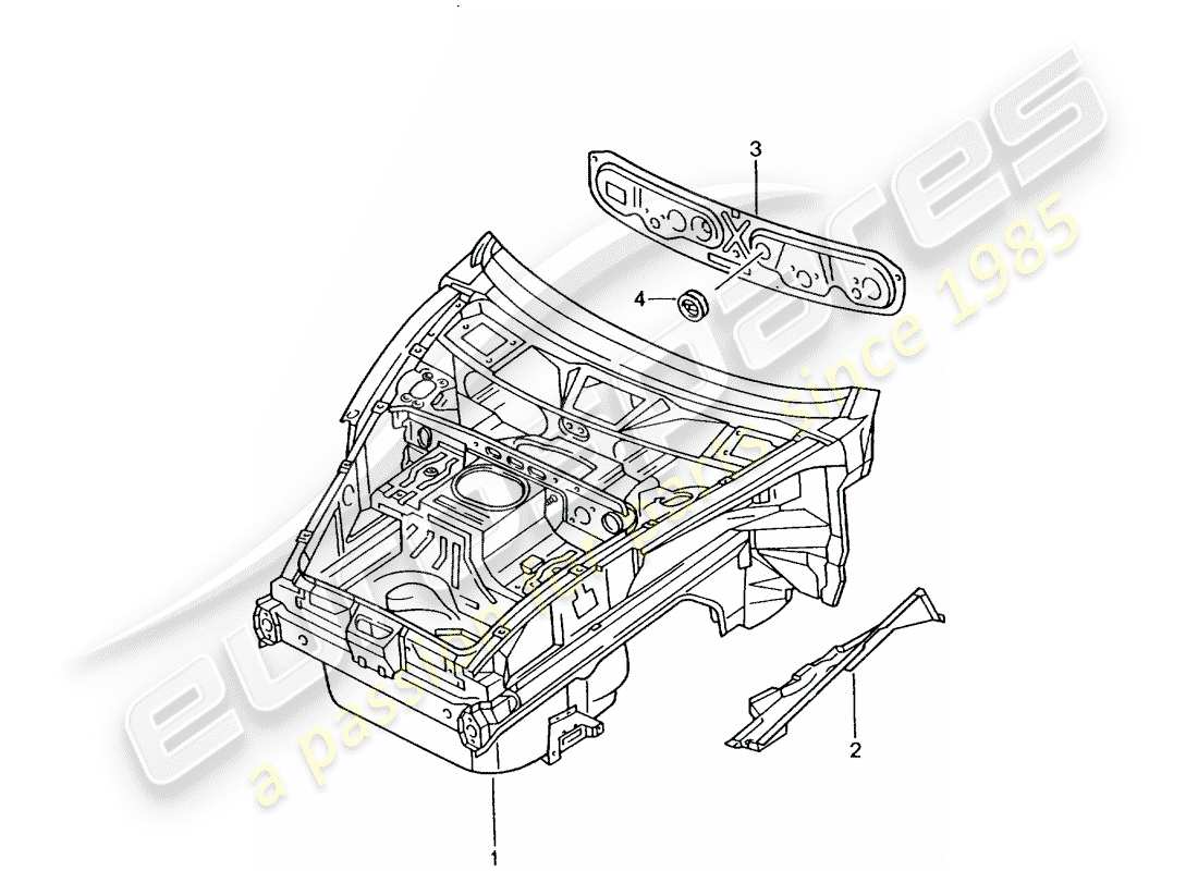 porsche 2001 (996 gt3) schema delle parti frontale