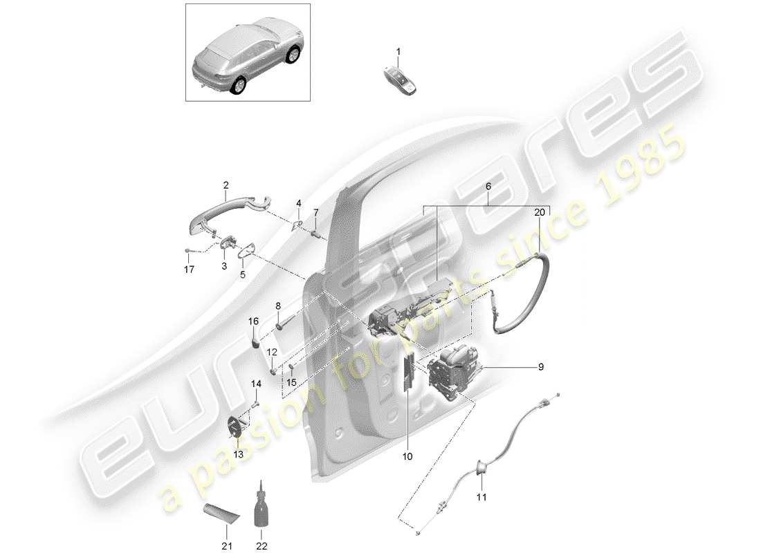 porsche 2018 (macan) chiusura della porta diagramma delle parti