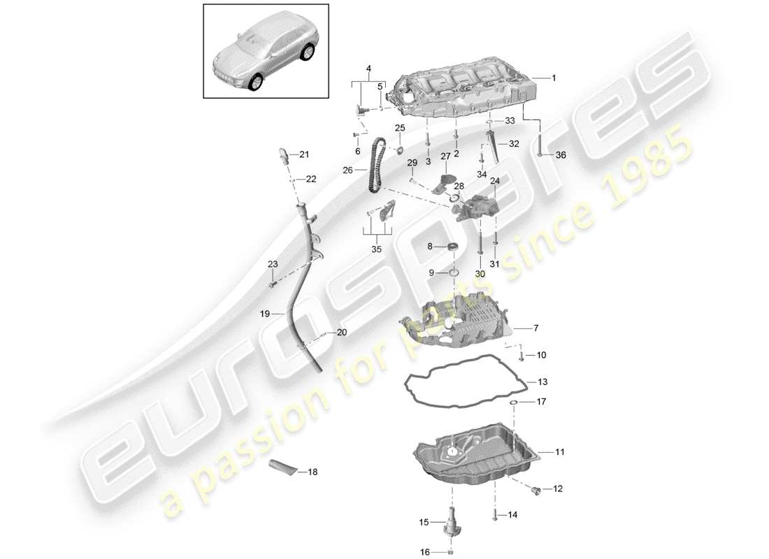 porsche 2018 (macan) collettore di aspirazione schema delle parti