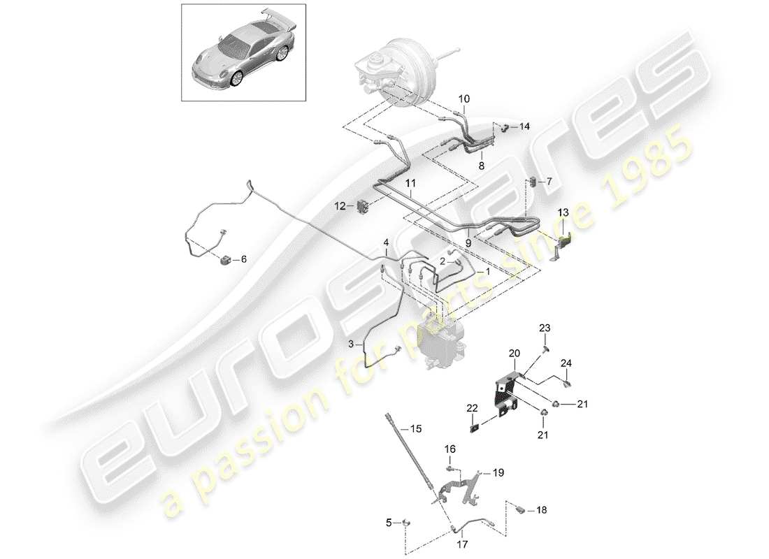 porsche 991 turbo (2019) diagramma delle parti linea freno
