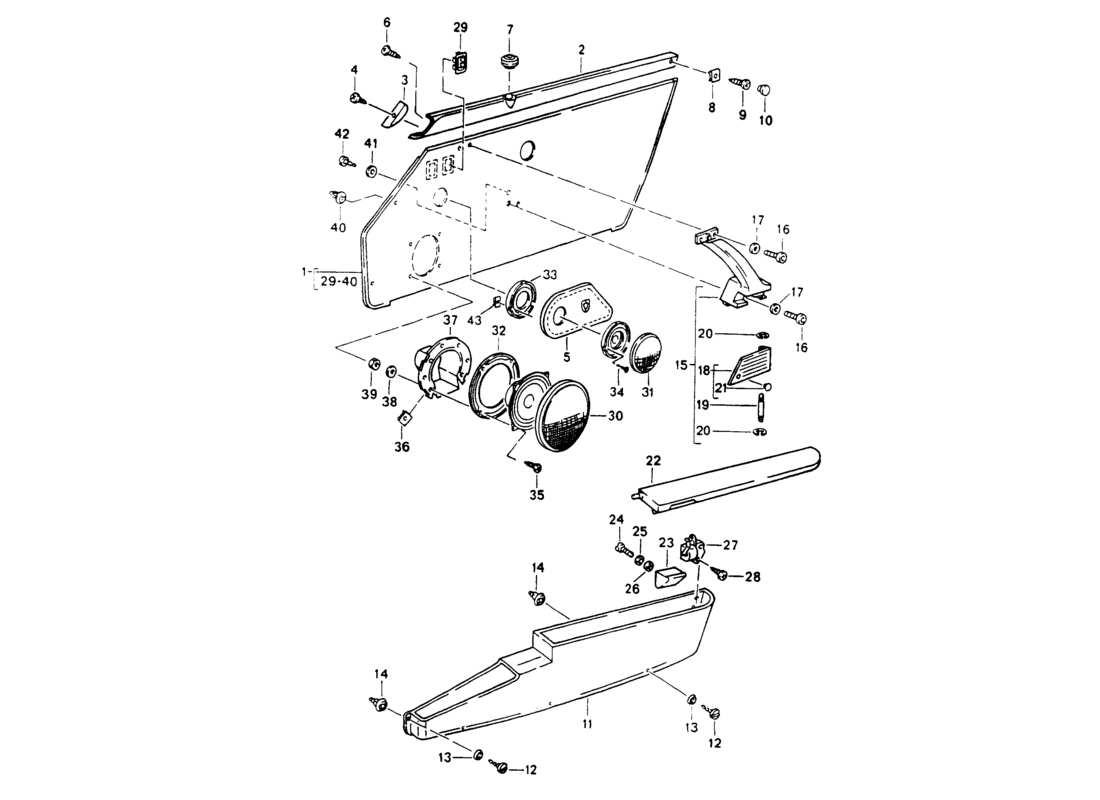 porsche 1994 (964) dotazioni interne - porte diagramma delle parti