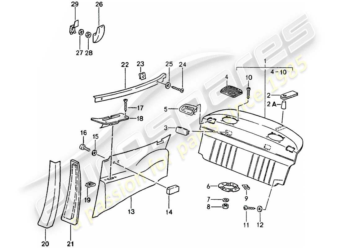 porsche 1990 (964) attrezzature interne diagramma delle parti
