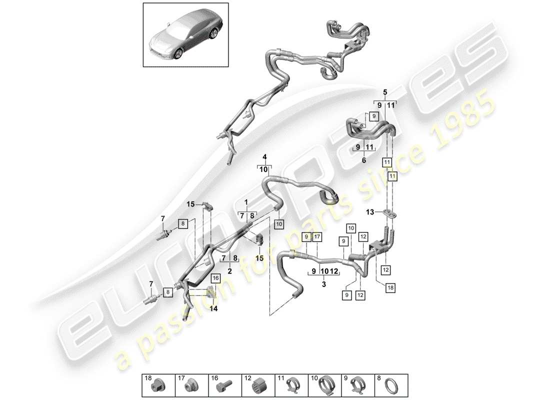 porsche 2018 (panamera 971-1) diagramma delle parti della batteria
