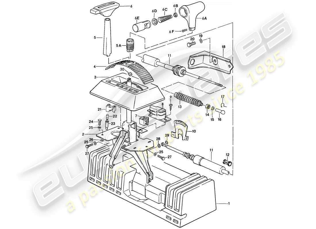 porsche 1983 (944) meccanismo di cambio - cambio automatico diagramma delle parti