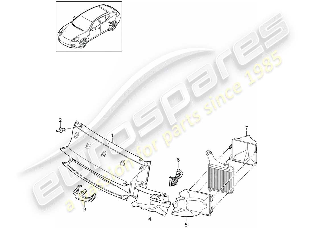 porsche 2015 (panamera 970) diagramma delle parti del condotto dell'aria