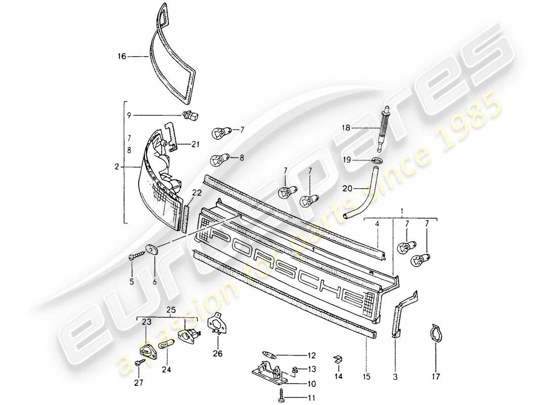 porsche 1990 (964) copertura - luci combinate diagramma delle parti