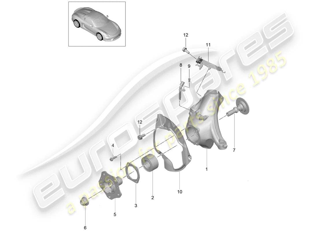 porsche 2016 (981 boxster spyder) schema delle parti portaruota
