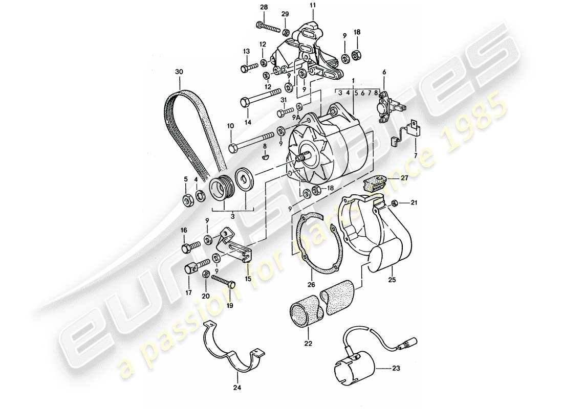 porsche 1994 (928) alternatore diagramma delle parti