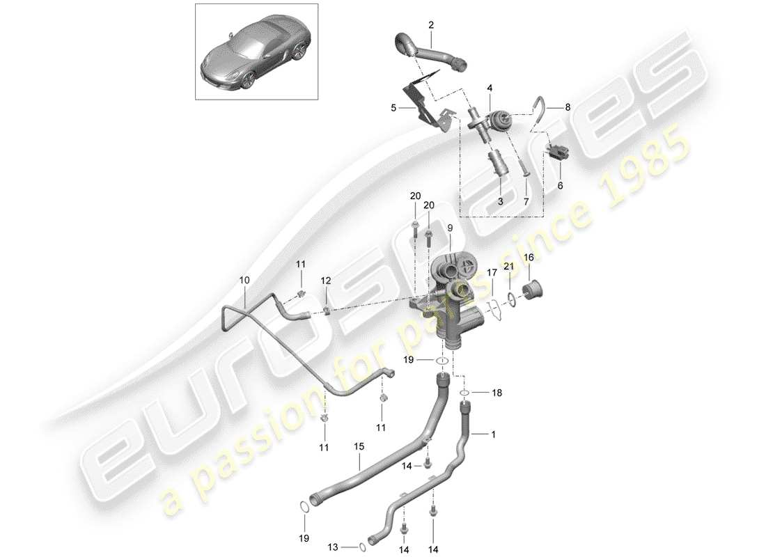 porsche 2015 (981 boxster) connessione diagramma delle parti
