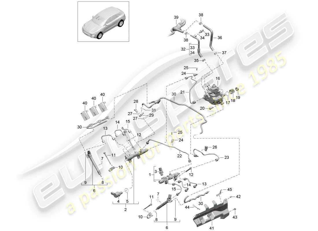 porsche 2018 (macan) tubo di raccolta carburante diagramma delle parti