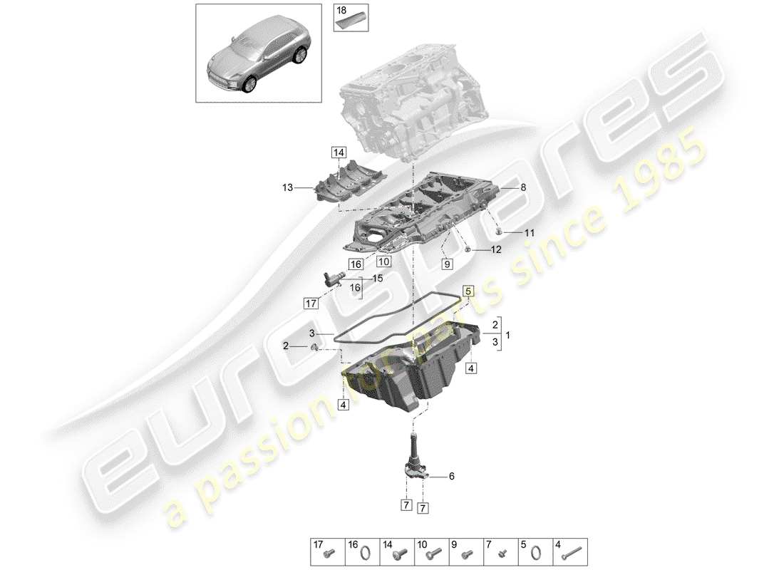 porsche 2019 (macan) alloggiamento conduttivo dell'olio diagramma delle parti