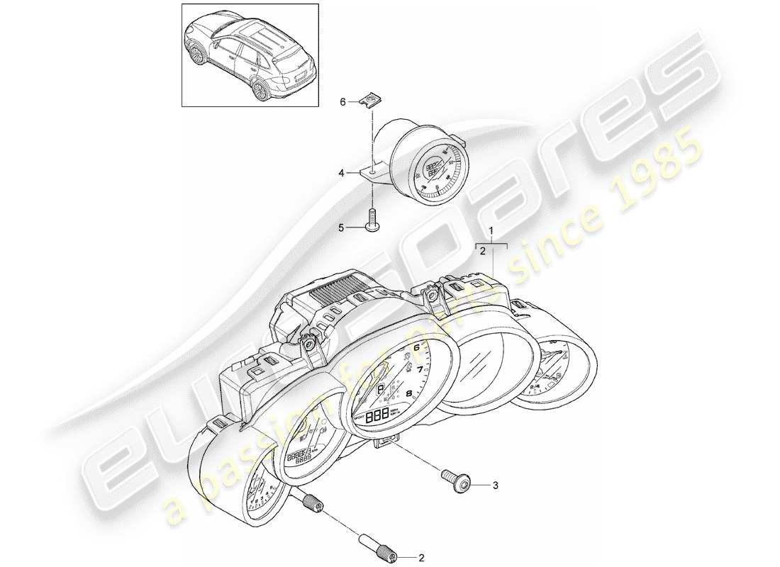 porsche 2012 (cayenne e2 92a) strumenti diagramma delle parti