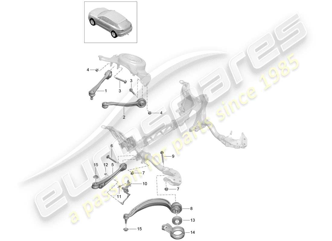 porsche 2018 (macan) braccio di controllo del binario diagramma delle parti