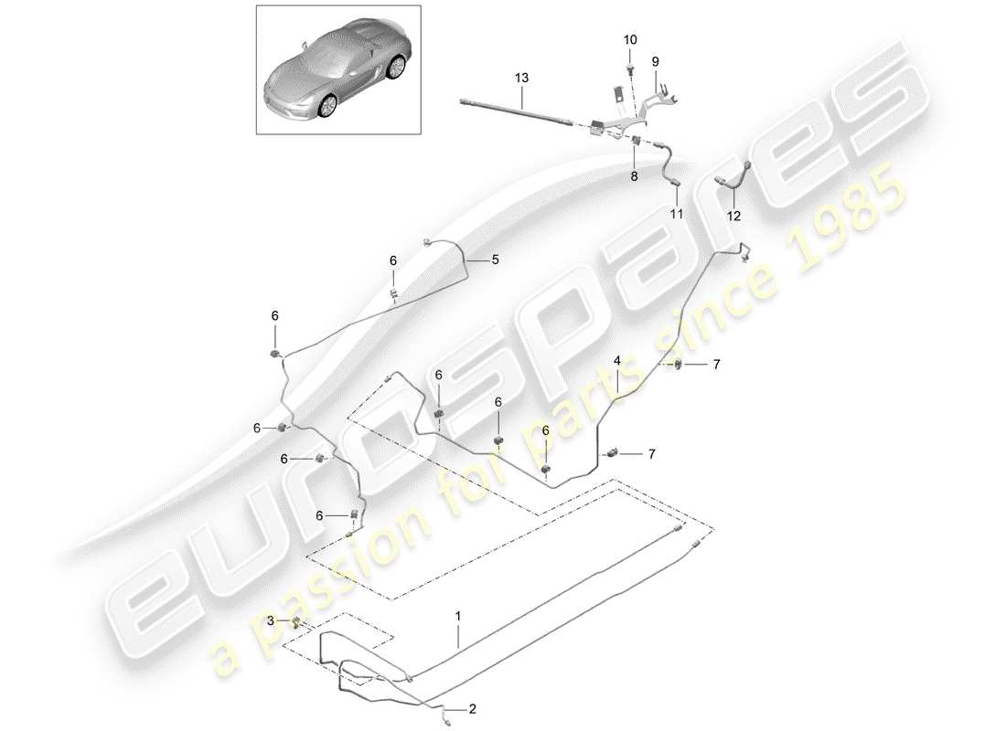 porsche 2016 (981 boxster spyder) linee dei freni diagramma delle parti