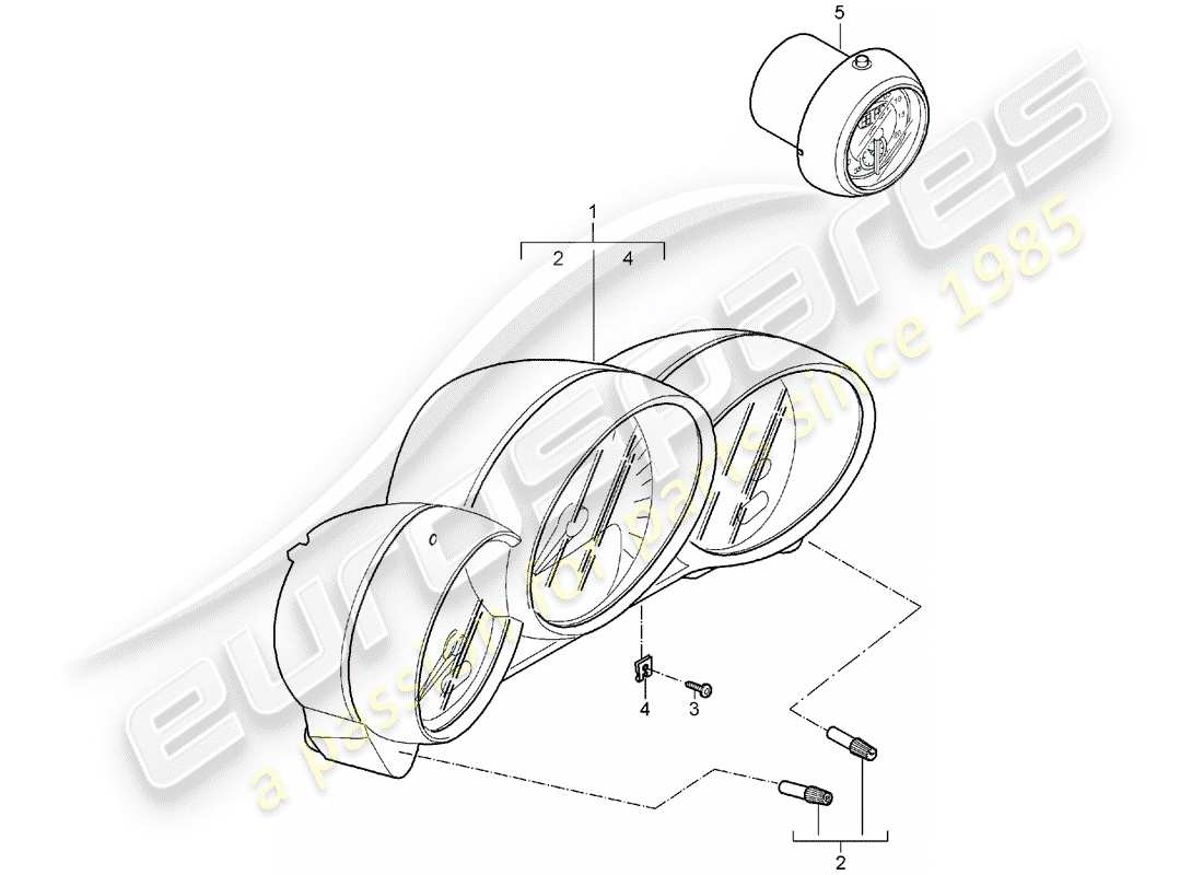 porsche 2008 (987 boxster) diagramma delle parti degli strumenti