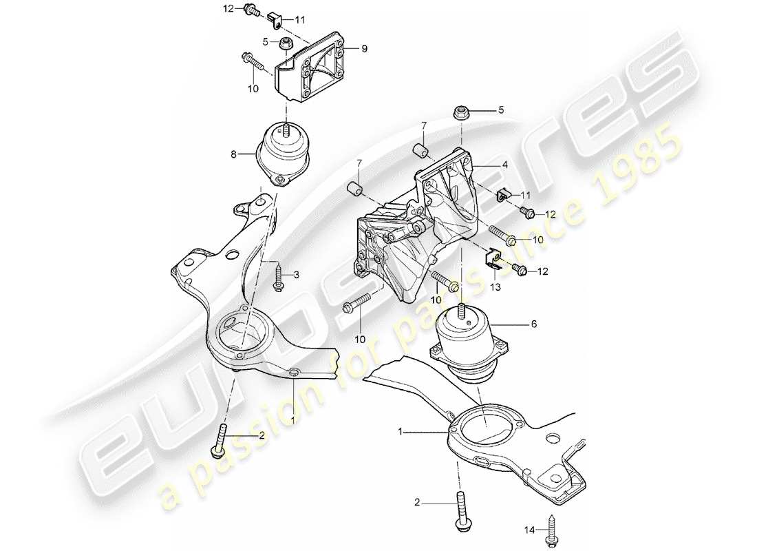 porsche 2005 (cayenne e1 9pa) attrezzatura di sollevamento motore schema delle parti