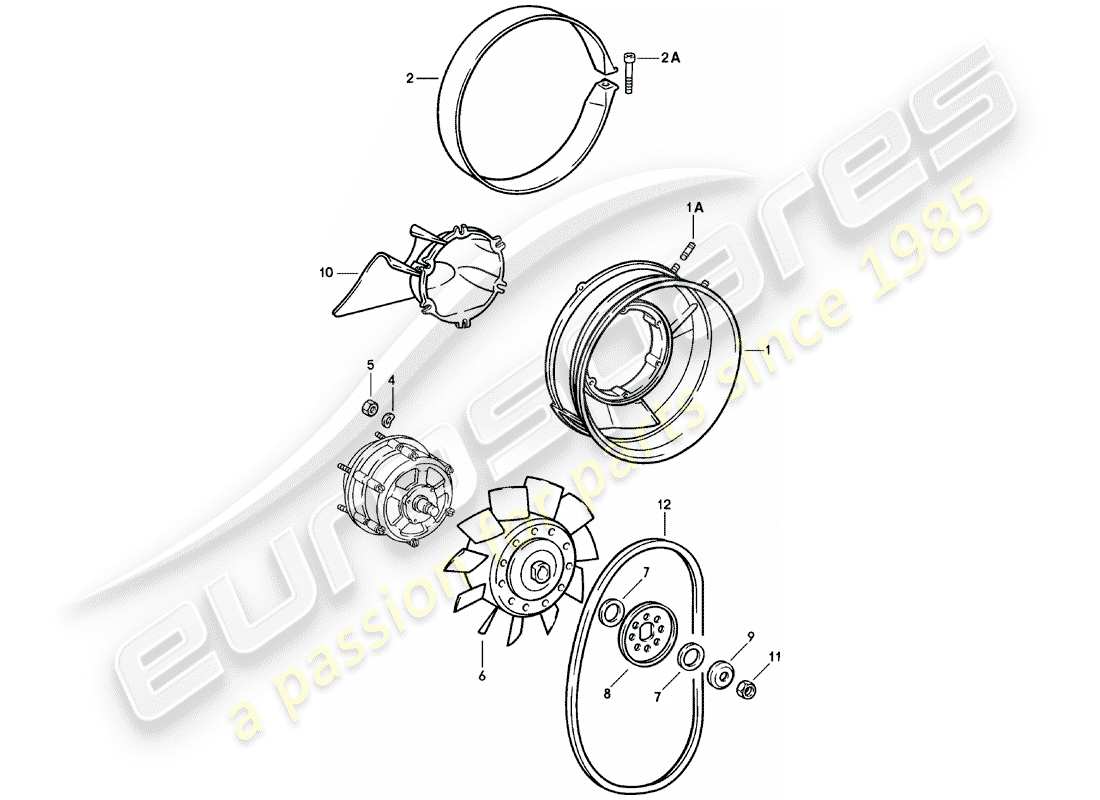 porsche 1983 (911) diagramma delle parti del raffreddamento ad aria