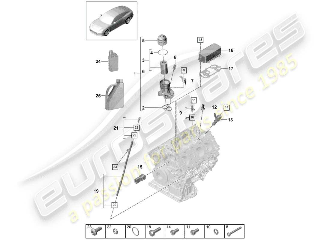porsche 2017 (panamera 971-1) schema delle parti filtro olio
