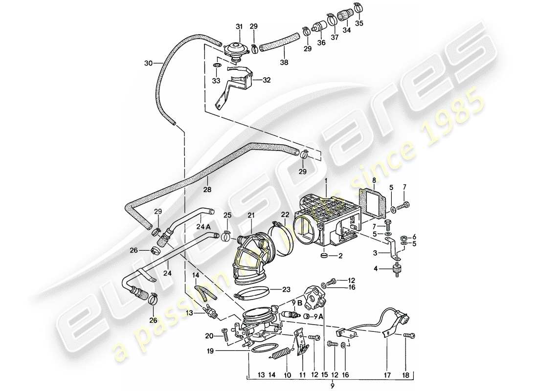 porsche 1984 (911) per - l-jetronic i diagramma delle parti