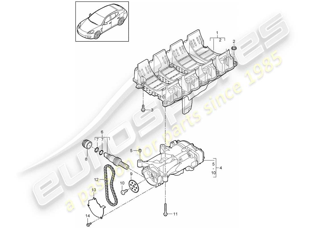 porsche 2016 (panamera 970) deflettore olio diagramma delle parti
