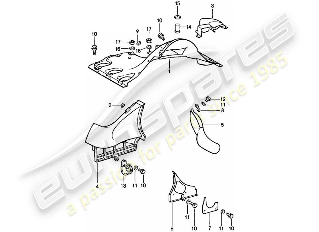 porsche 1983 (911) diagramma delle parti del condotto dell'aria