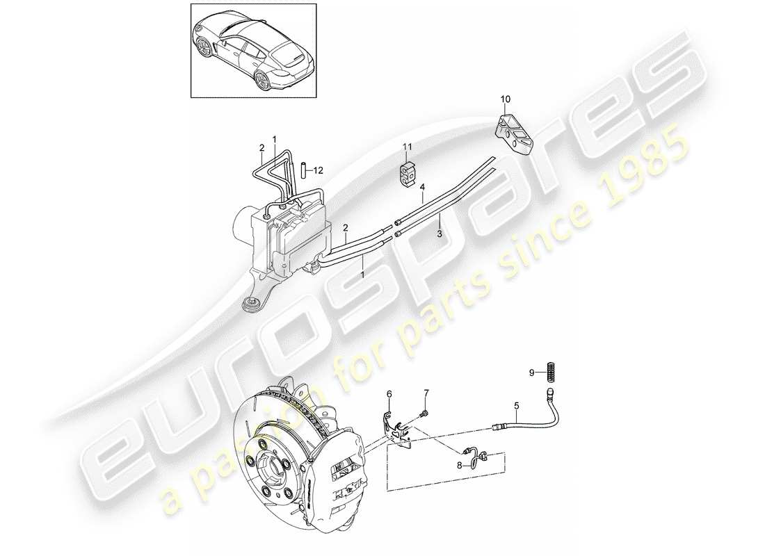 porsche 2016 (panamera 970) linea freno diagramma delle parti