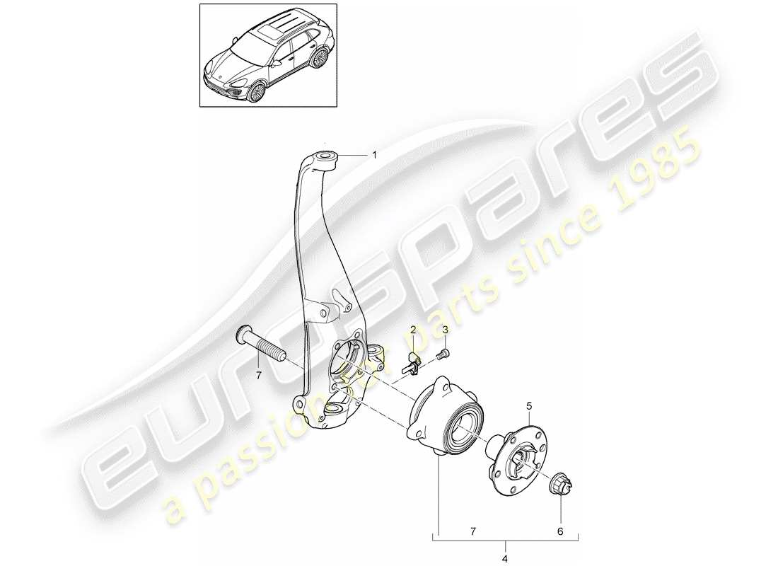 porsche 2016 (cayenne e2 92a) cuscinetto del perno diagramma delle parti