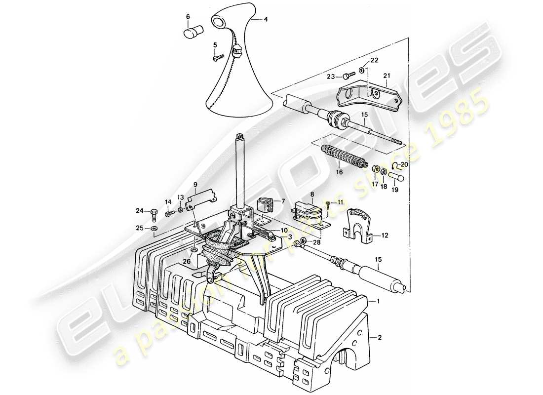 porsche 1989 (944) attuatore - per - cambio automatico diagramma delle parti