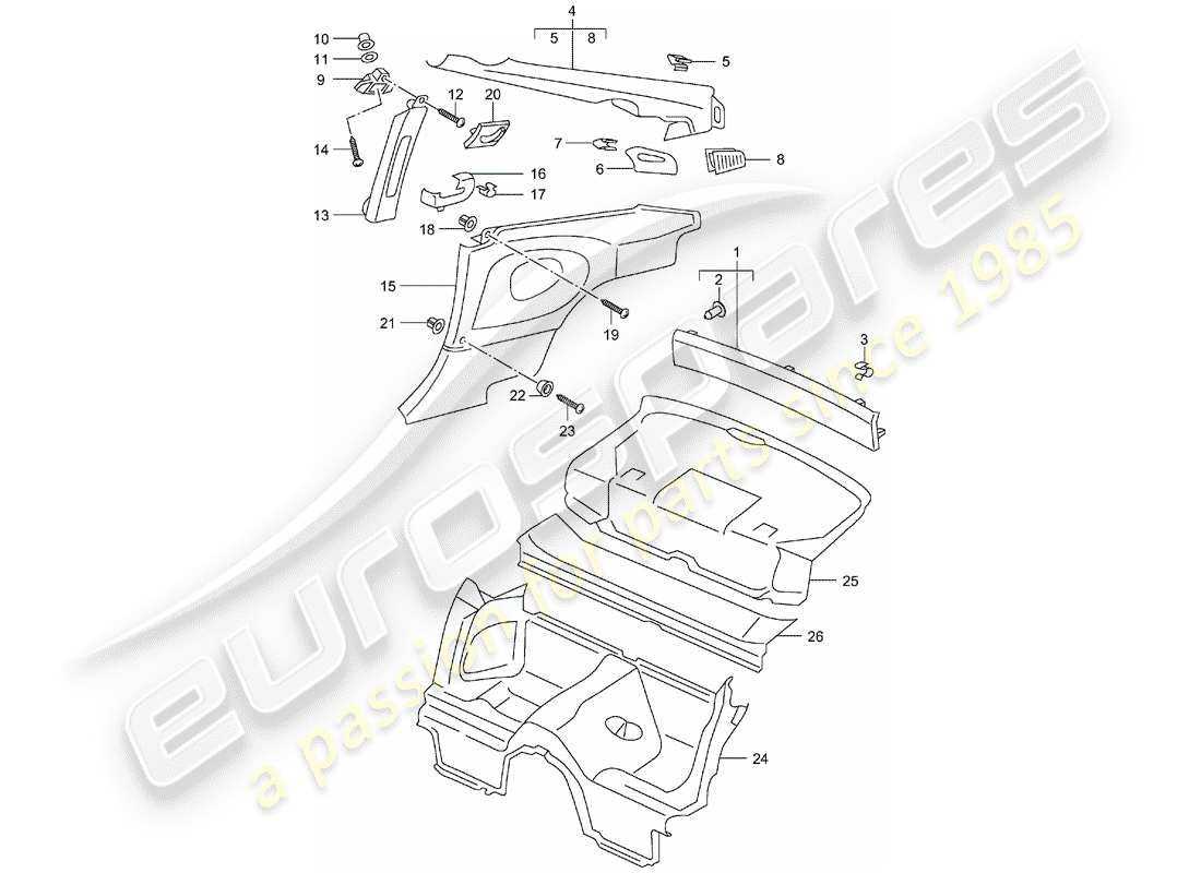 porsche 2004 (996) finiture diagramma delle parti