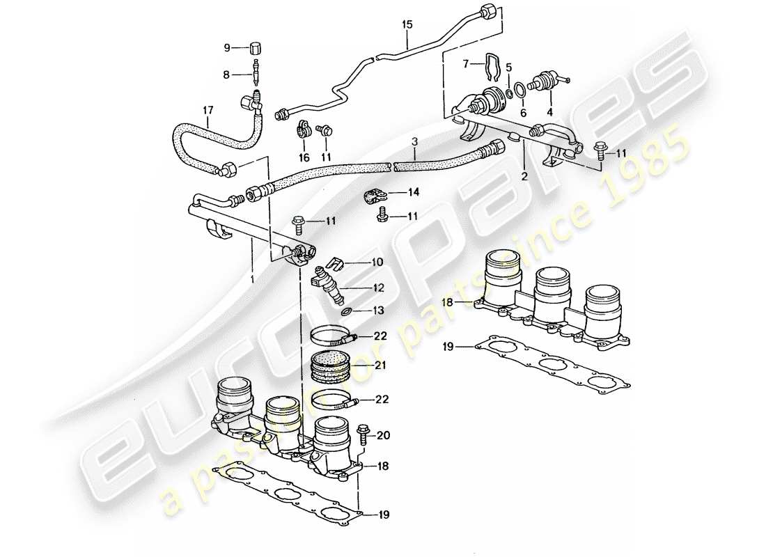 porsche 2004 (996 gt3) tubo di raccolta carburante diagramma delle parti