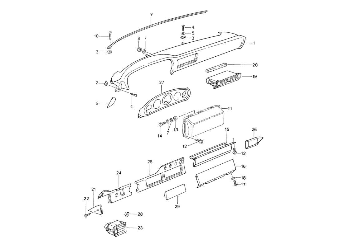 porsche 1994 (964) rivestimento cruscotto - rootwood - airbag - d - mj 1990>> diagramma delle parti