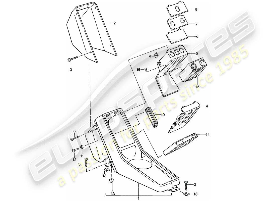 porsche 1985 (911) console centrale diagramma delle parti