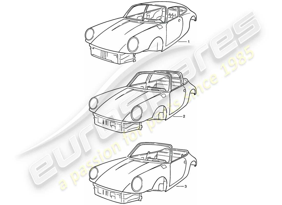 porsche 1986 (911) carrozzeria diagramma delle parti